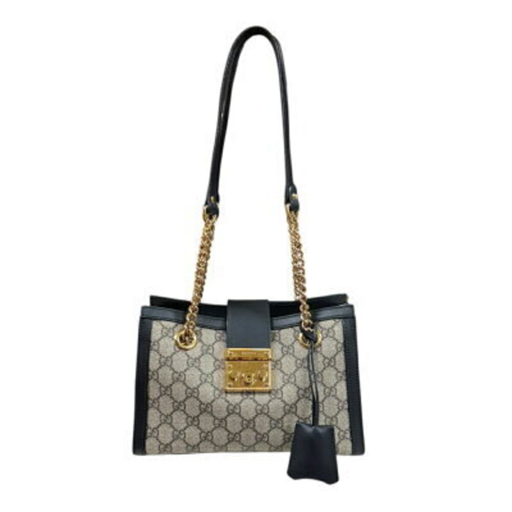 Gucci Padlock GG Supreme Shoulder Bag Canvas Beige